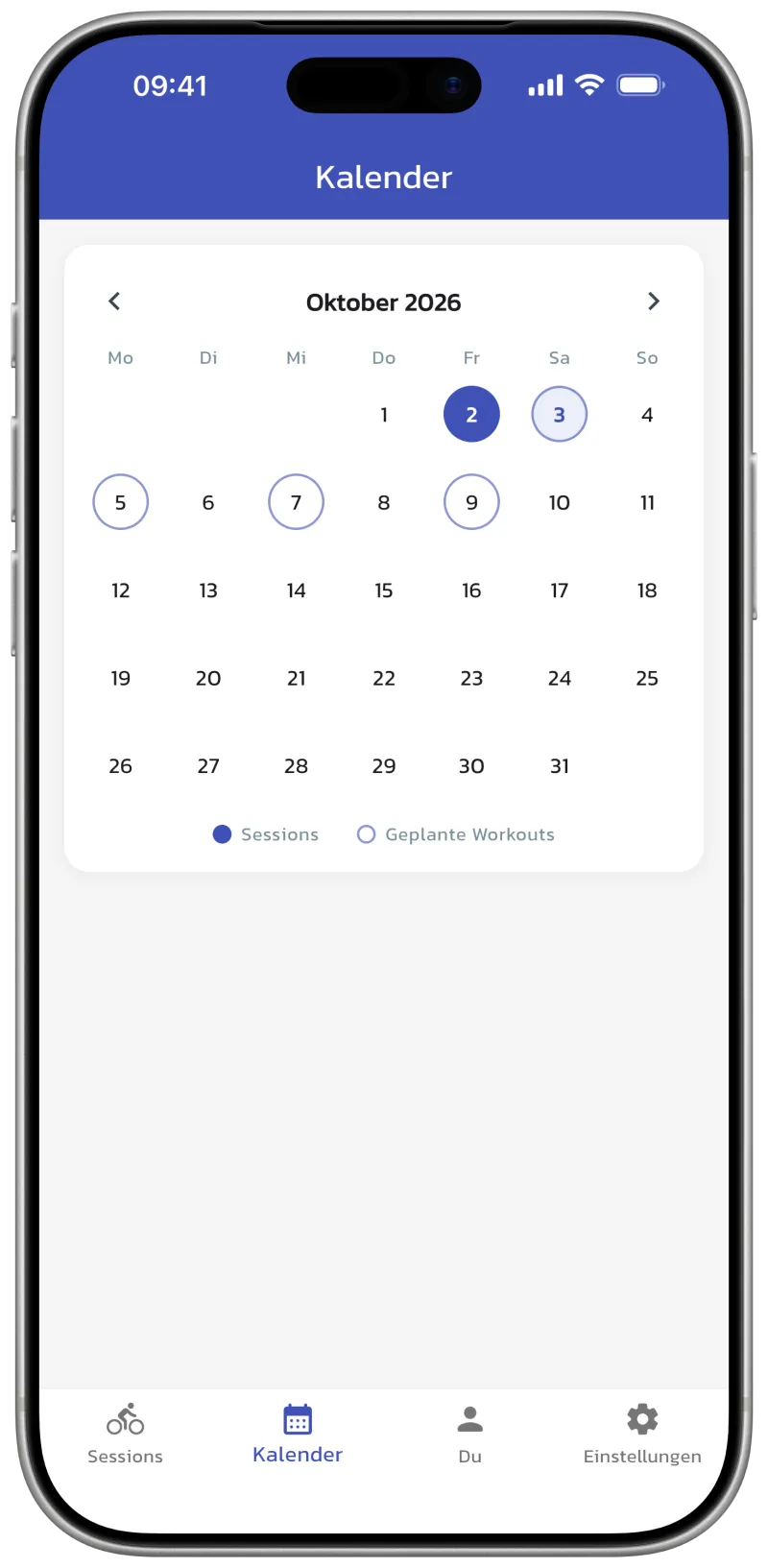App screenshot: calendar