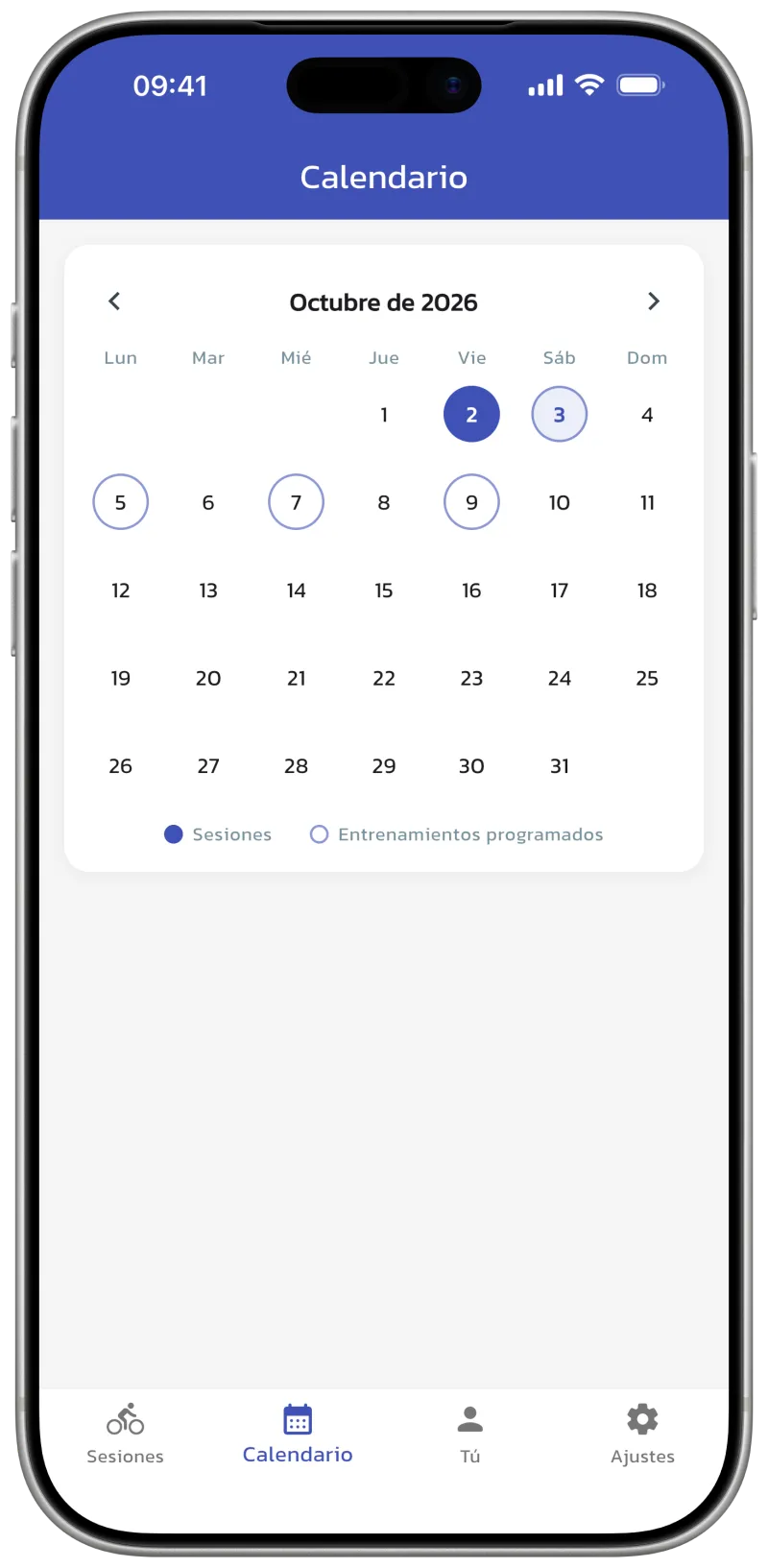 App screenshot: calendar