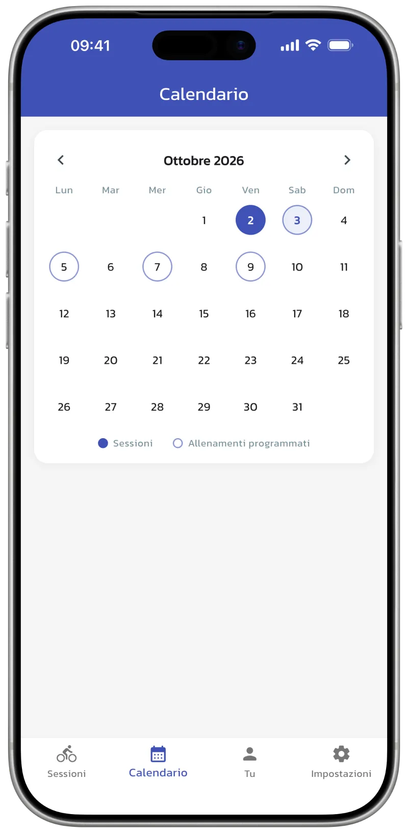 App screenshot: calendar