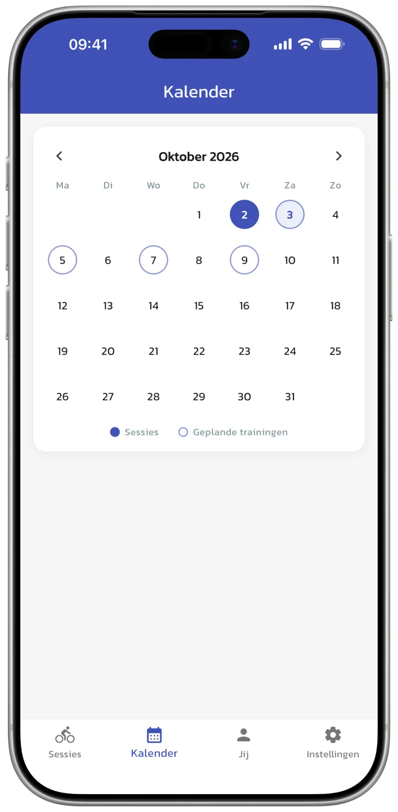 App screenshot: calendar
