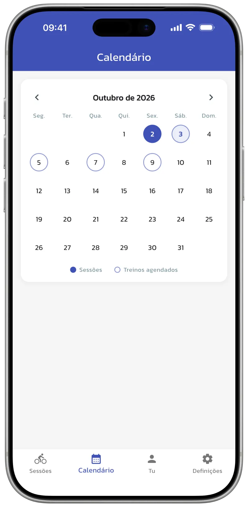 App screenshot: calendar