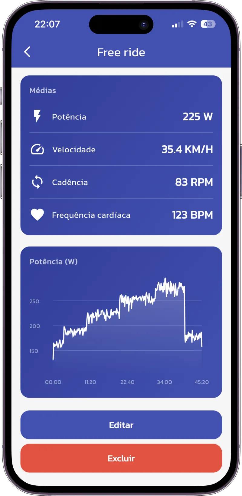 App screenshot: session view