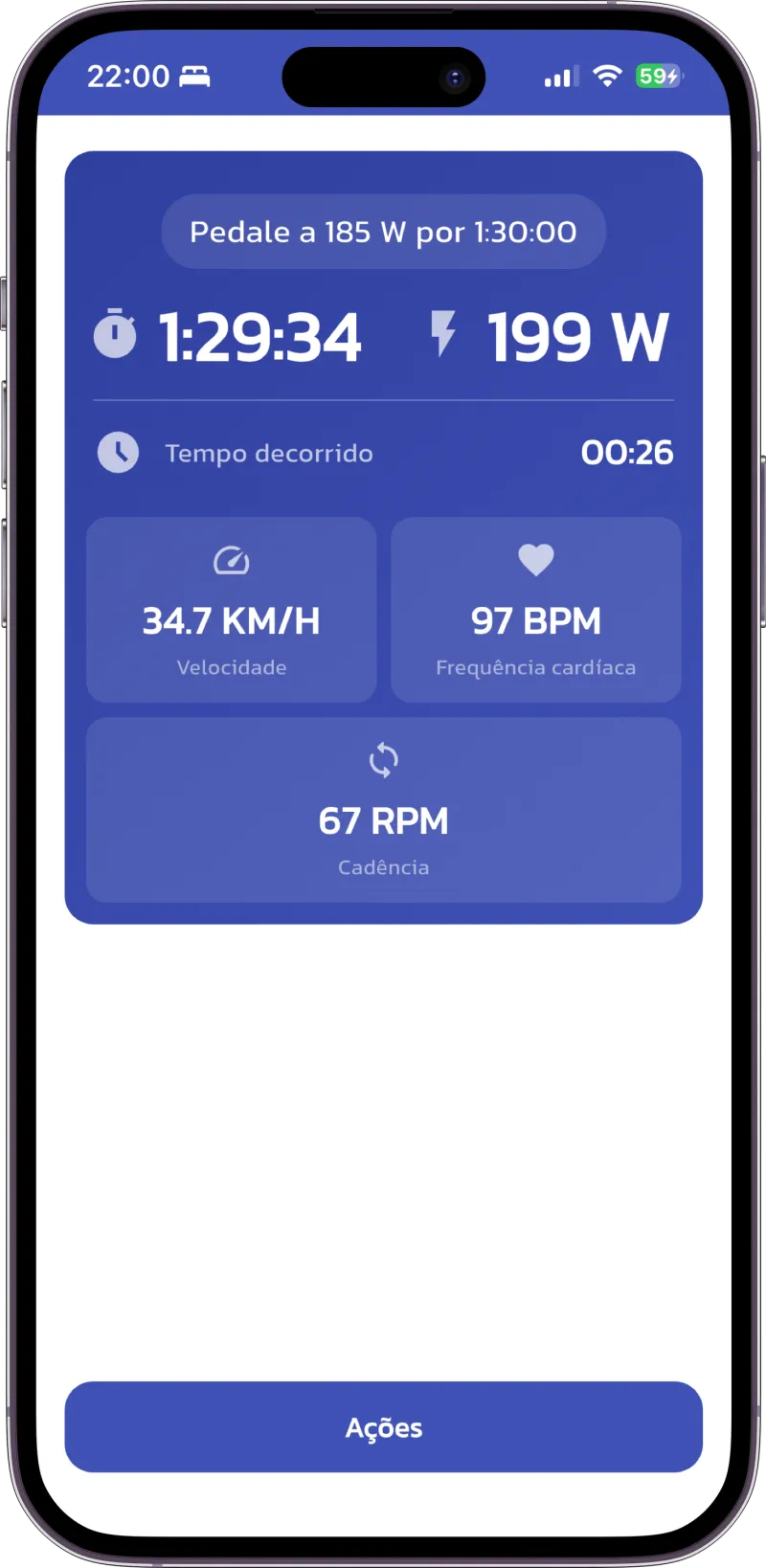 App screenshot: workout perform